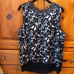 daniel rainn PXL dressy sleeveless top with beaded neckline